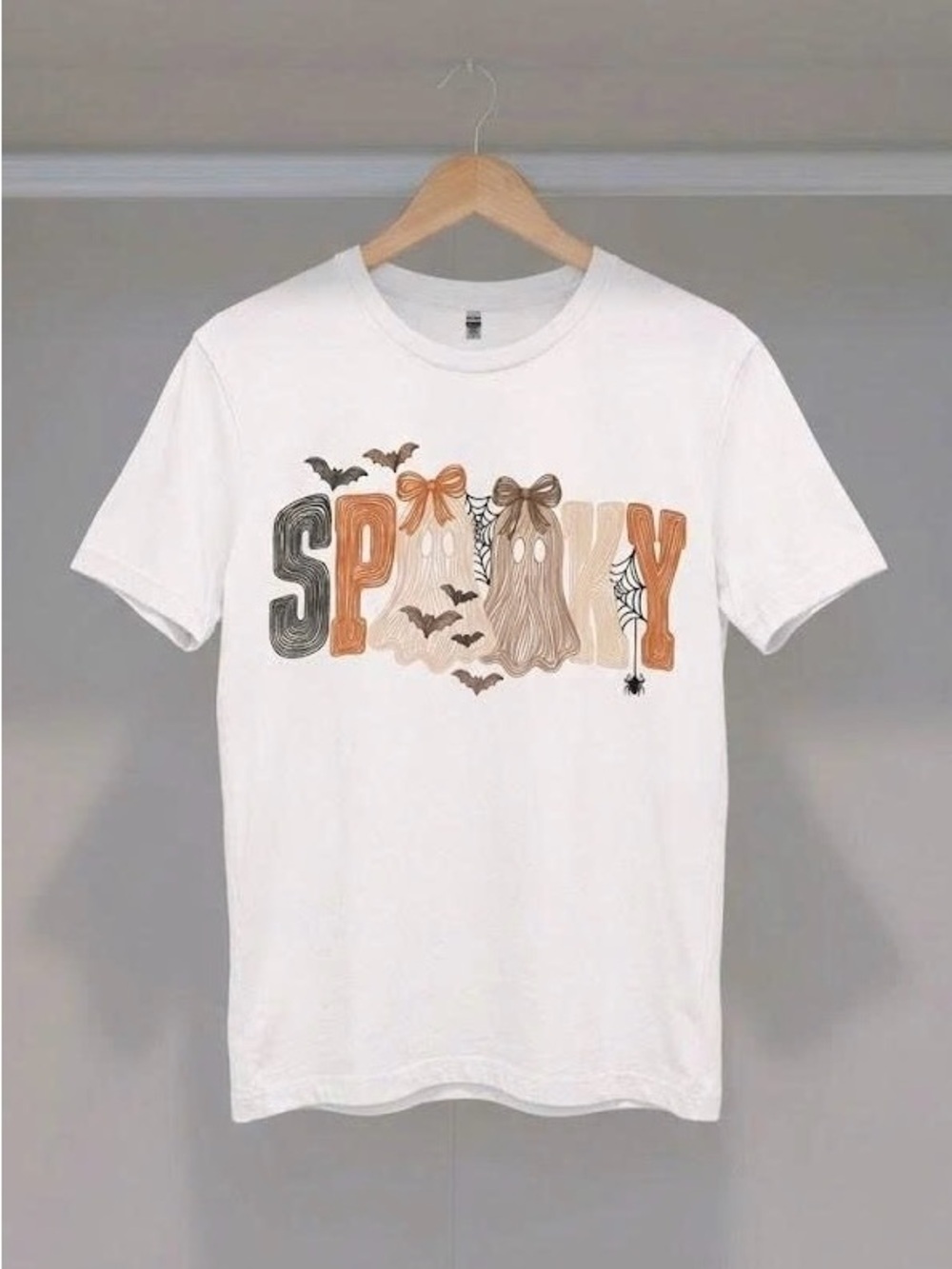 Spooky Gost Graphic Tee | Cute Boho Halloween Neutral Fall Vibes White T-shirt